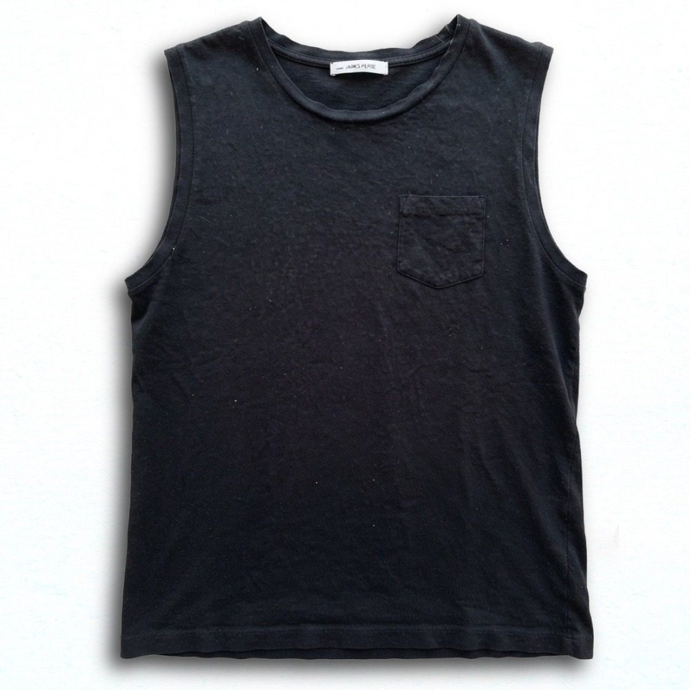 Standard James Perse Black Slub Jersey Pocket Muscle Tank Top Size 1 S